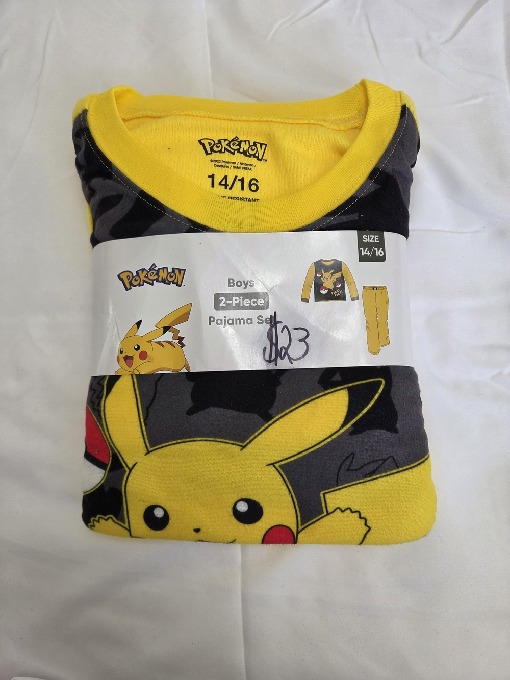 Pokemon Boys Yellow and Black Pikachu 2-Piece Pajama Set